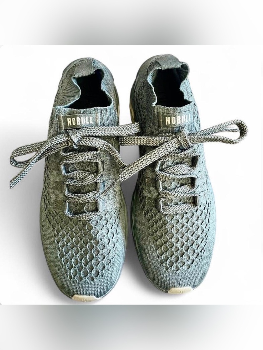 NOBULL Gray Green Slate Knit Trainer Running Shoes Women’s 9.5 Gym Active EUC